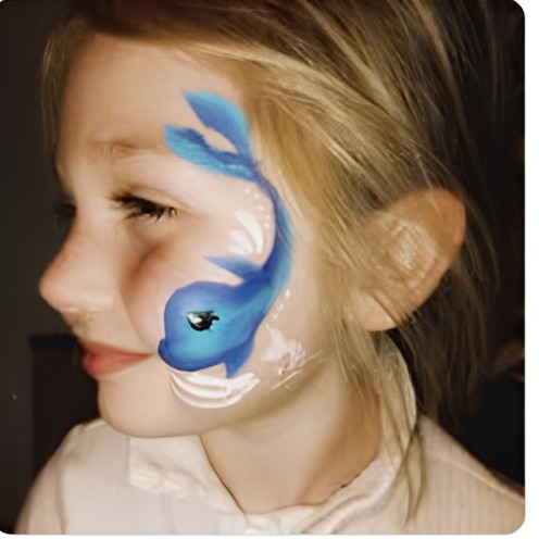 Blue fish and whale face paint design