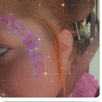 Pink sparkle leaf face paint design