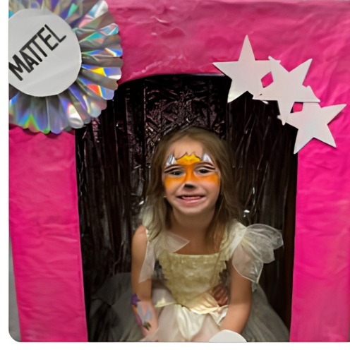 Orange and white crown face paint design